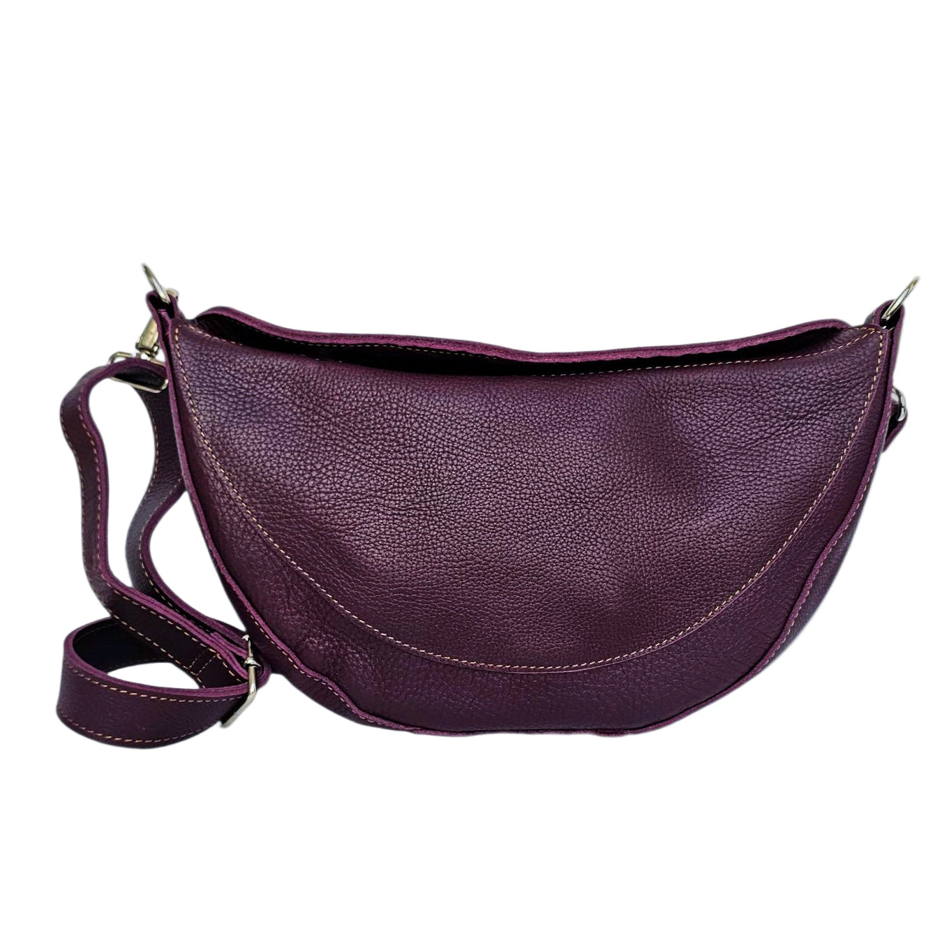 Luna crossbody bag made from leather in purple color