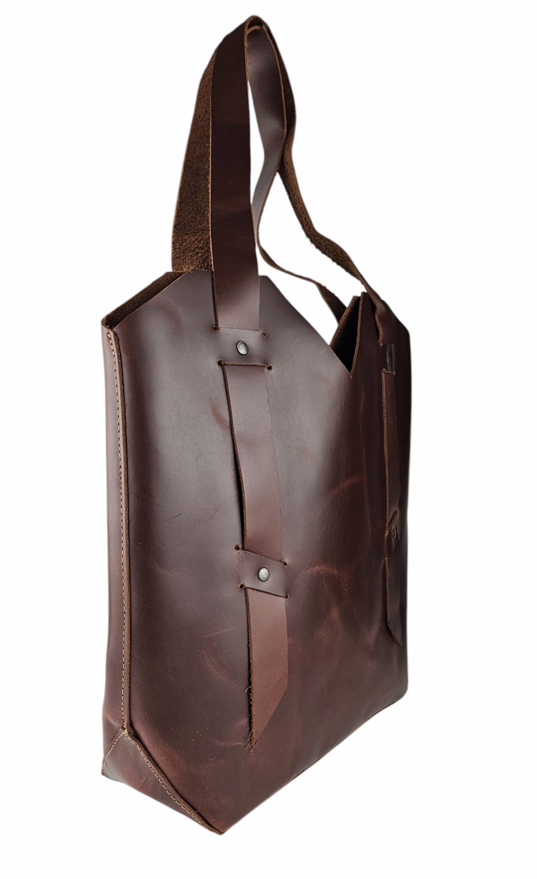 leather tote bag in luxury brown