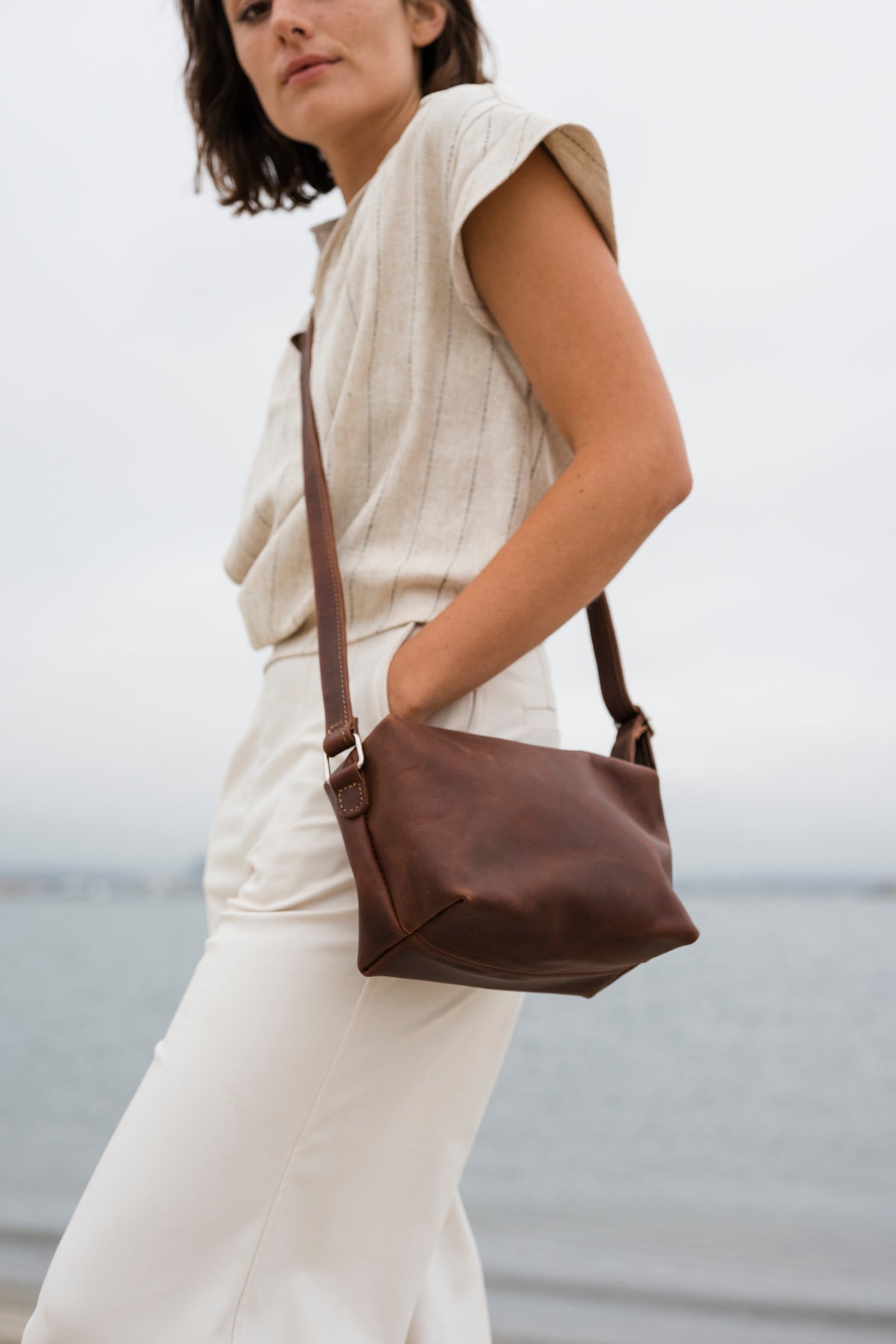 Avenue Crossbody Bag – Chestnut by MBH Leather, product view 1