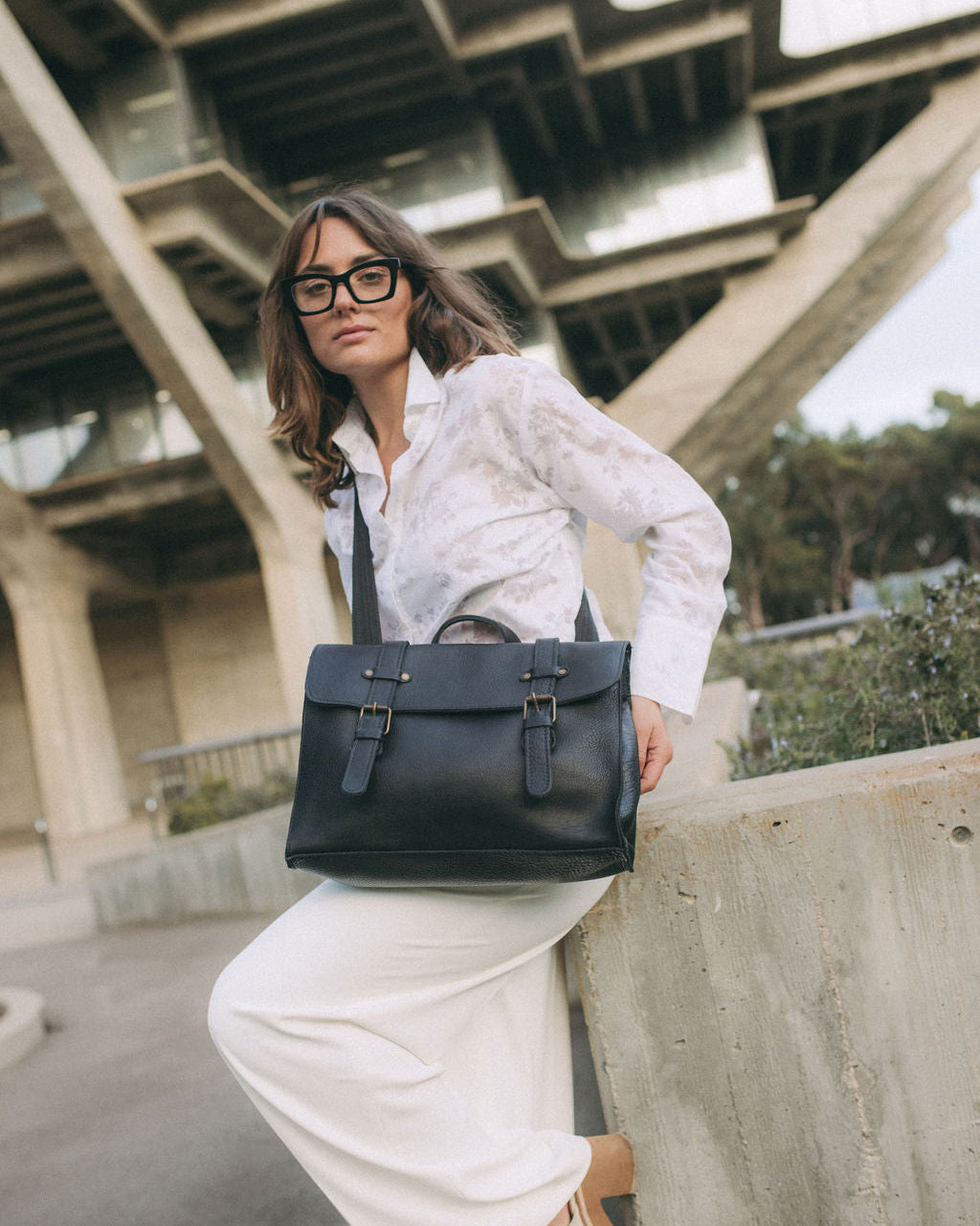 Convertible Leather Backpack in black