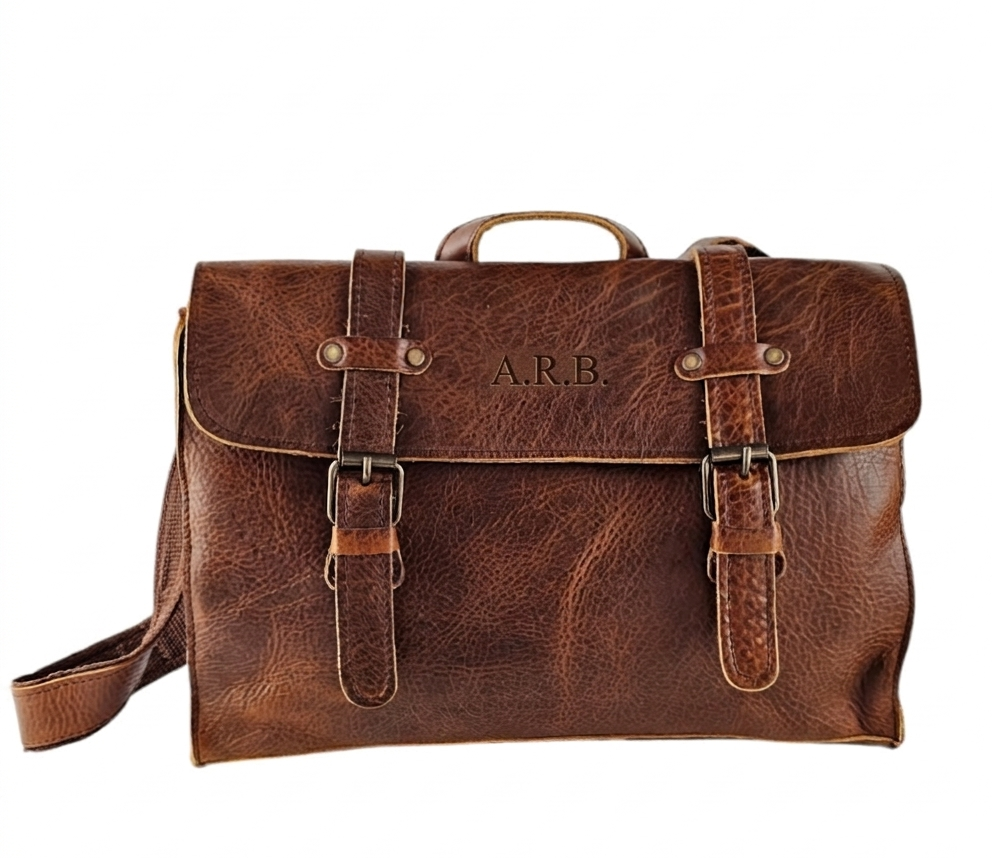 Convertible Leather Backpack & Crossbody Bag - Chestnut by MBH Leather, product view 9