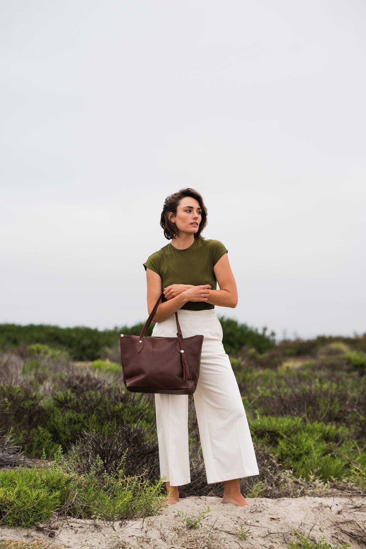 The Florentine Tote Bag- Brown by MBH Leather, product view 3