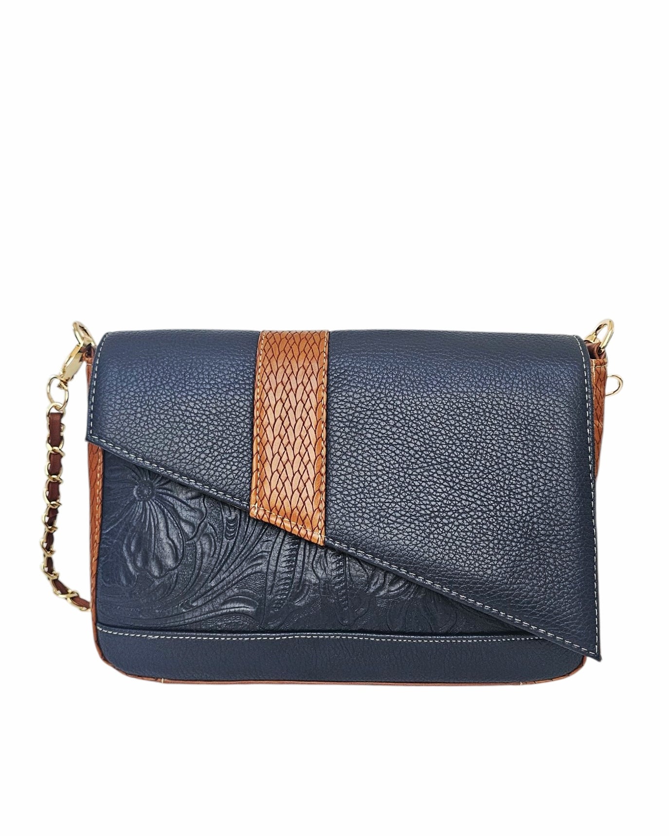 The Marquesa Crossbody Bag - Navy by MBH Leather, product view 1