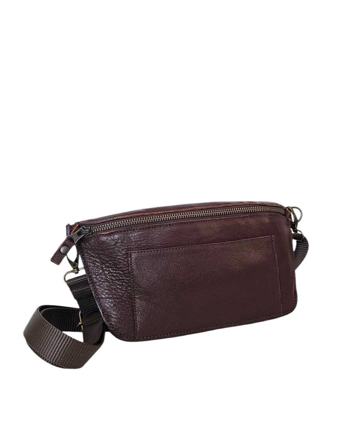 Voyager Sling Crossbody Bag - Dark Brown by MBH Leather, product view 3