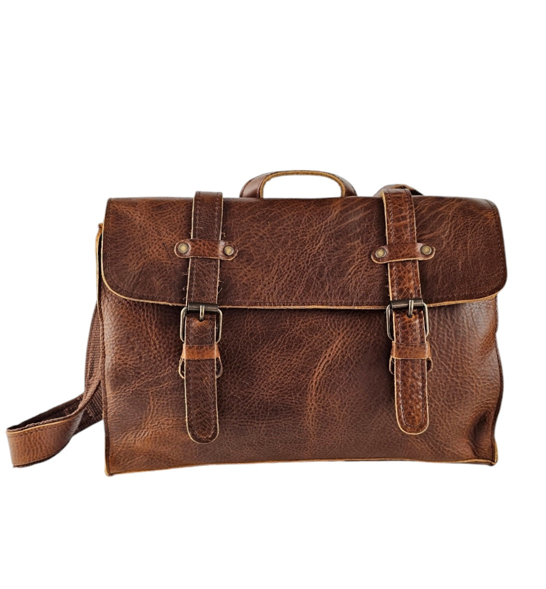 stylish leather backpack in brown color for women