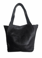 Black luxury leather tote bag soft 