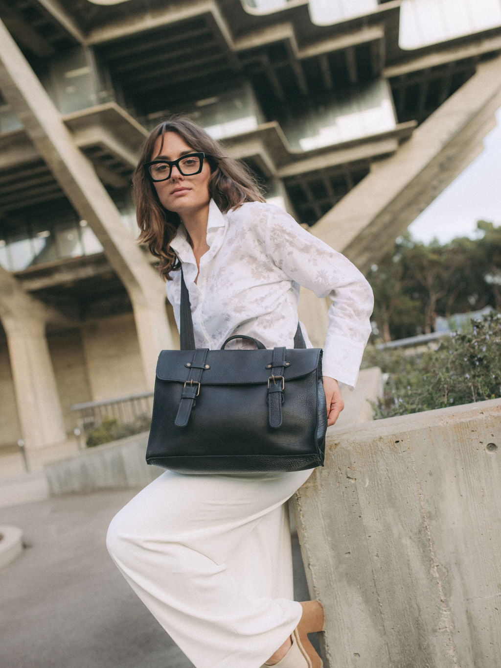 Convertible Leather Backpack in black