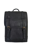 Leather Black backpack with leather straps 