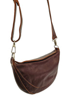 Luna crossbody bag in brown leather with adjustable strap