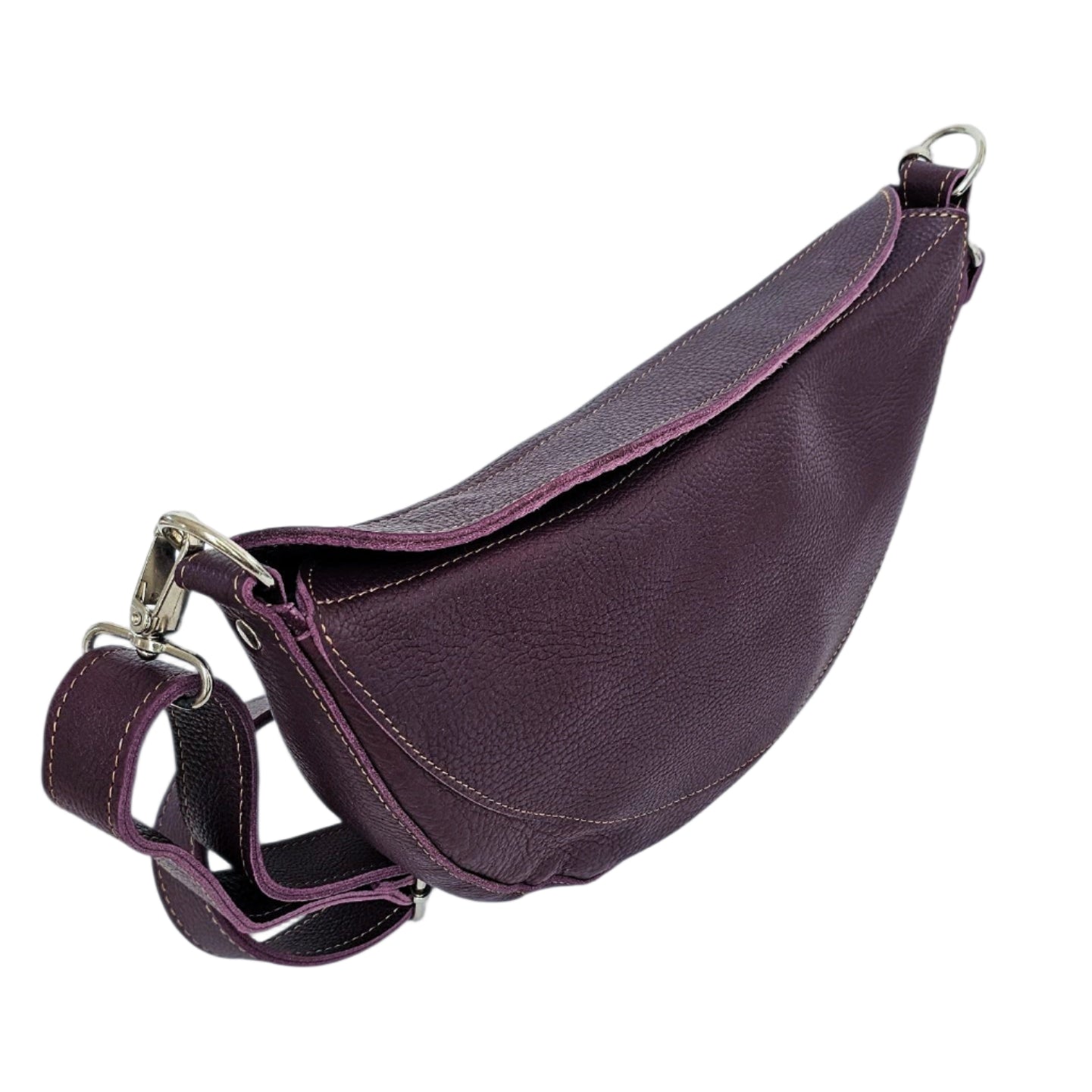 Luna crossbody bag in color purple made from leather