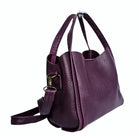 MBH Leather bag in color Purple with a crossbody removable strap