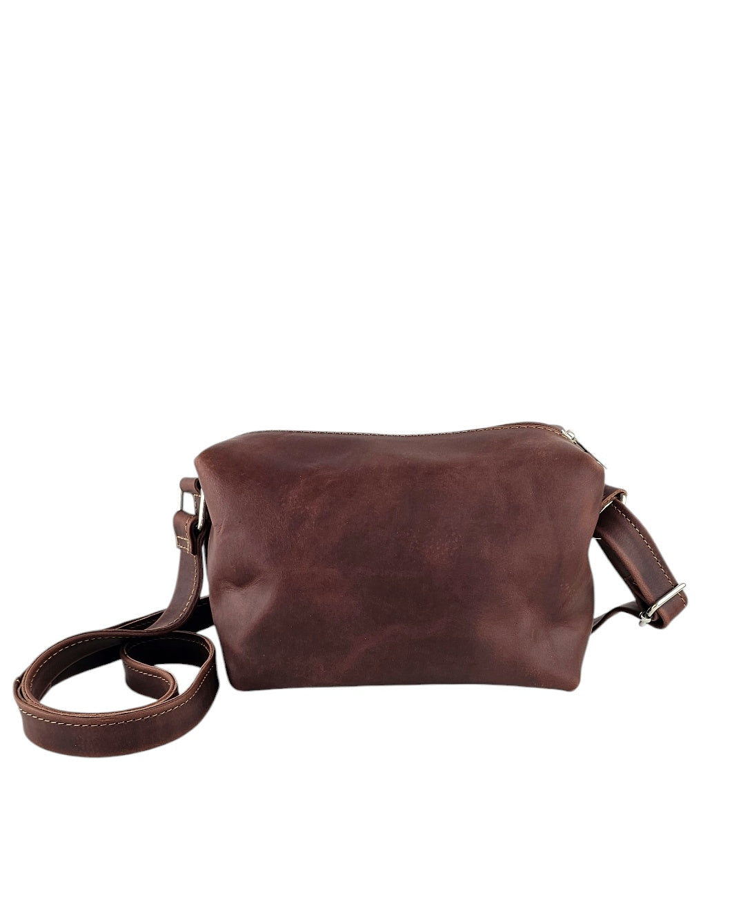 Minimalist leather crossbody bag brown