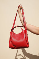 Red leather crossbody bag from MBH Leather. Unique genuine leather