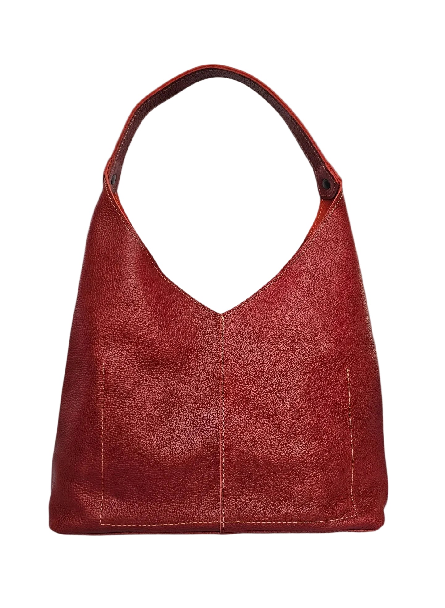 Red leather handbag on a light gray background | MBH Leather