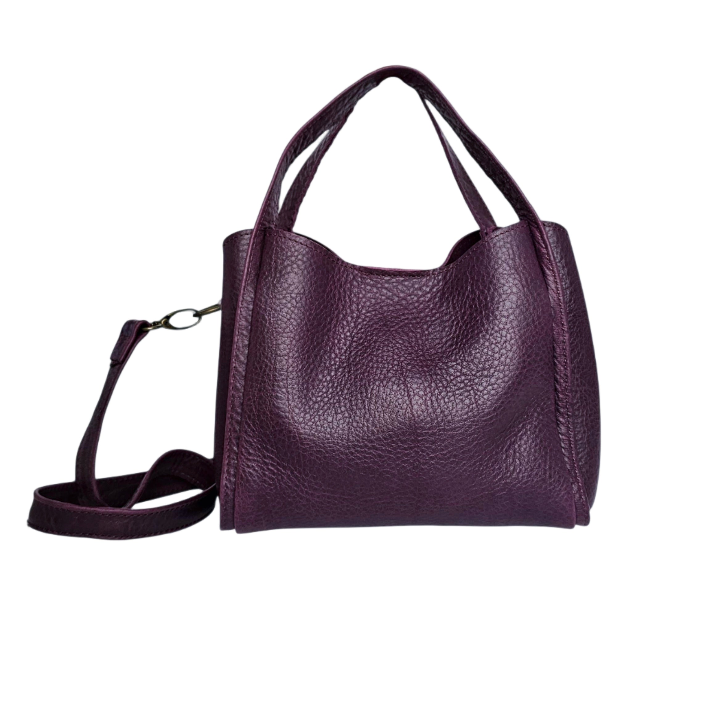 Trendy Aveline MBH Leather bag in color purple with crossbody strap 