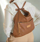 leather brown backpack classic look