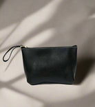 leather make up bag black