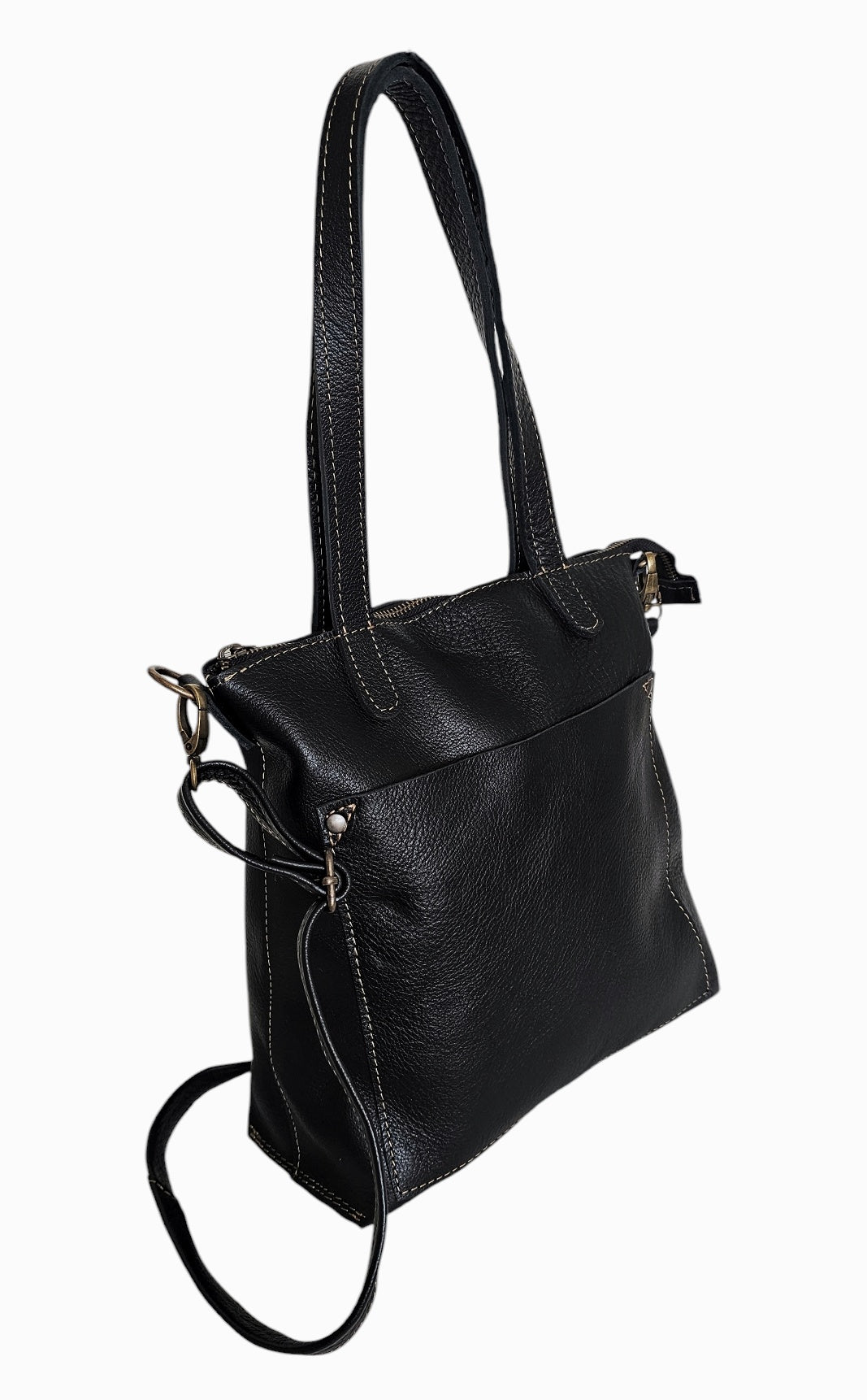 Amara Crossbody Tote Bag - Black by MBH Leather, product view 2