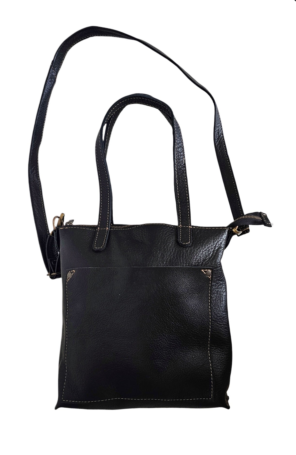Amara Crossbody Tote Bag - Black by MBH Leather, product view 3