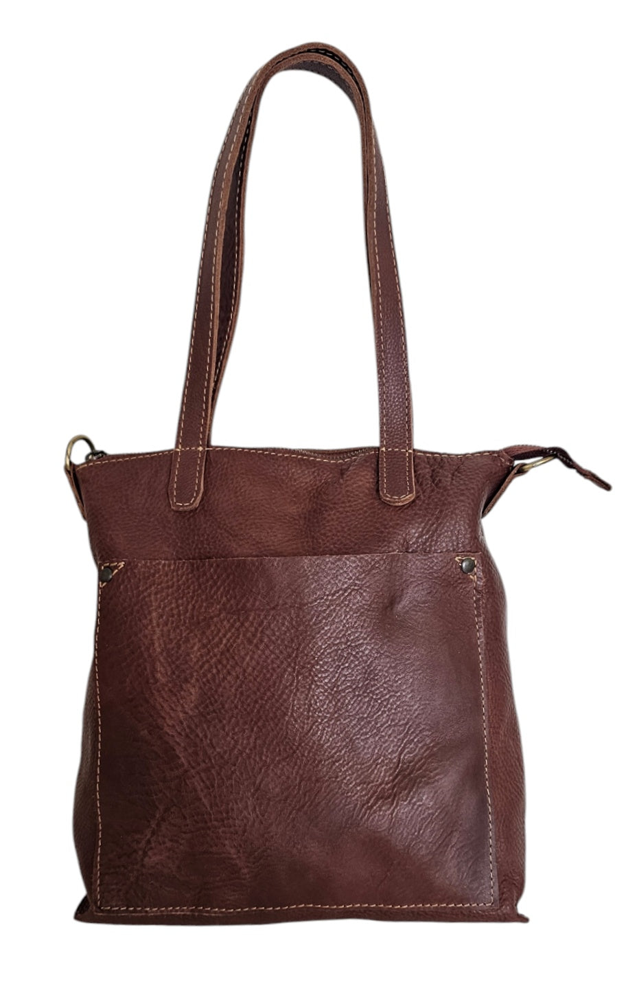 Amara Crossbody Tote Bag -Brown by MBH Leather, product view 2