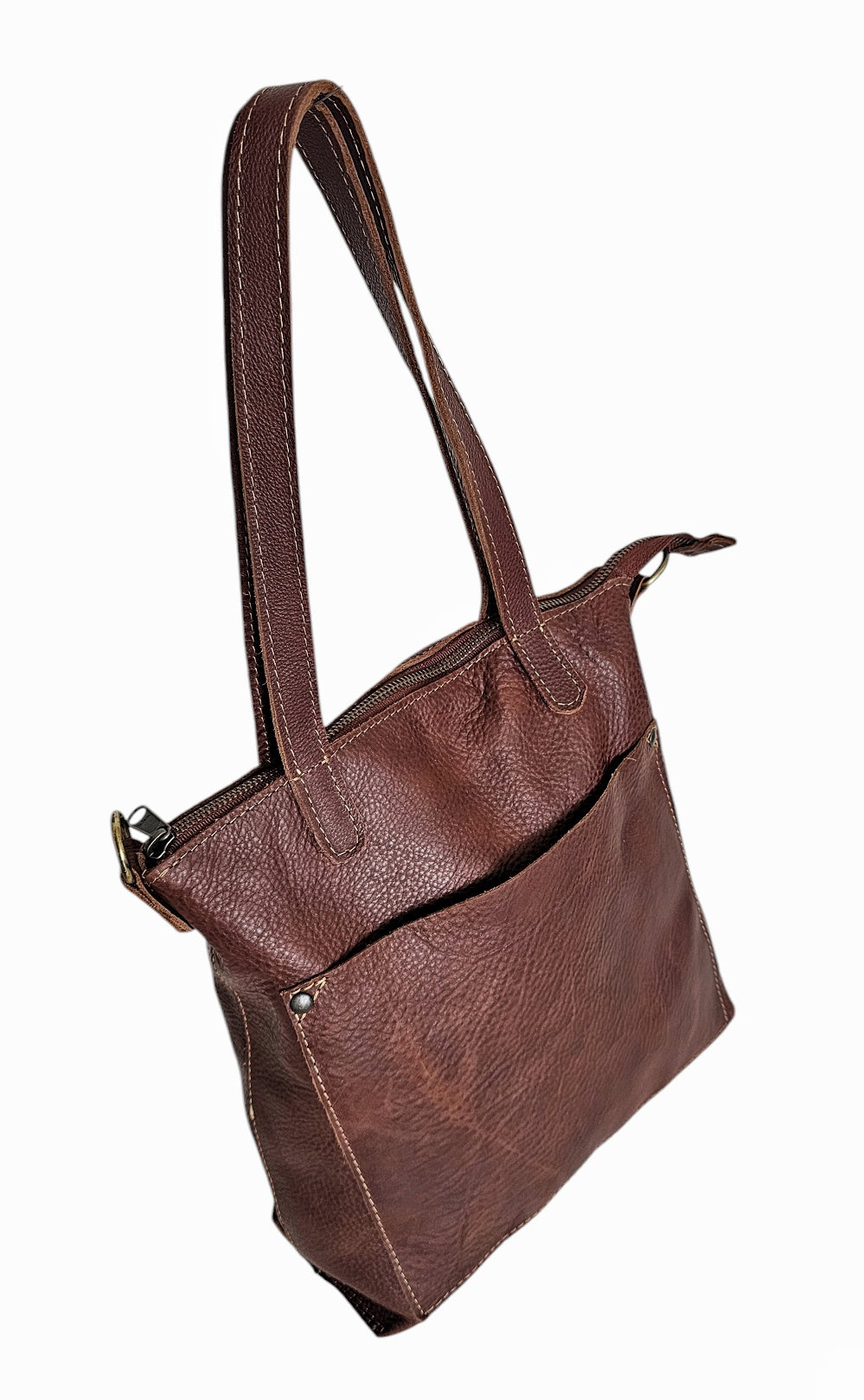 Amara Crossbody Tote Bag -Brown by MBH Leather, product view 3