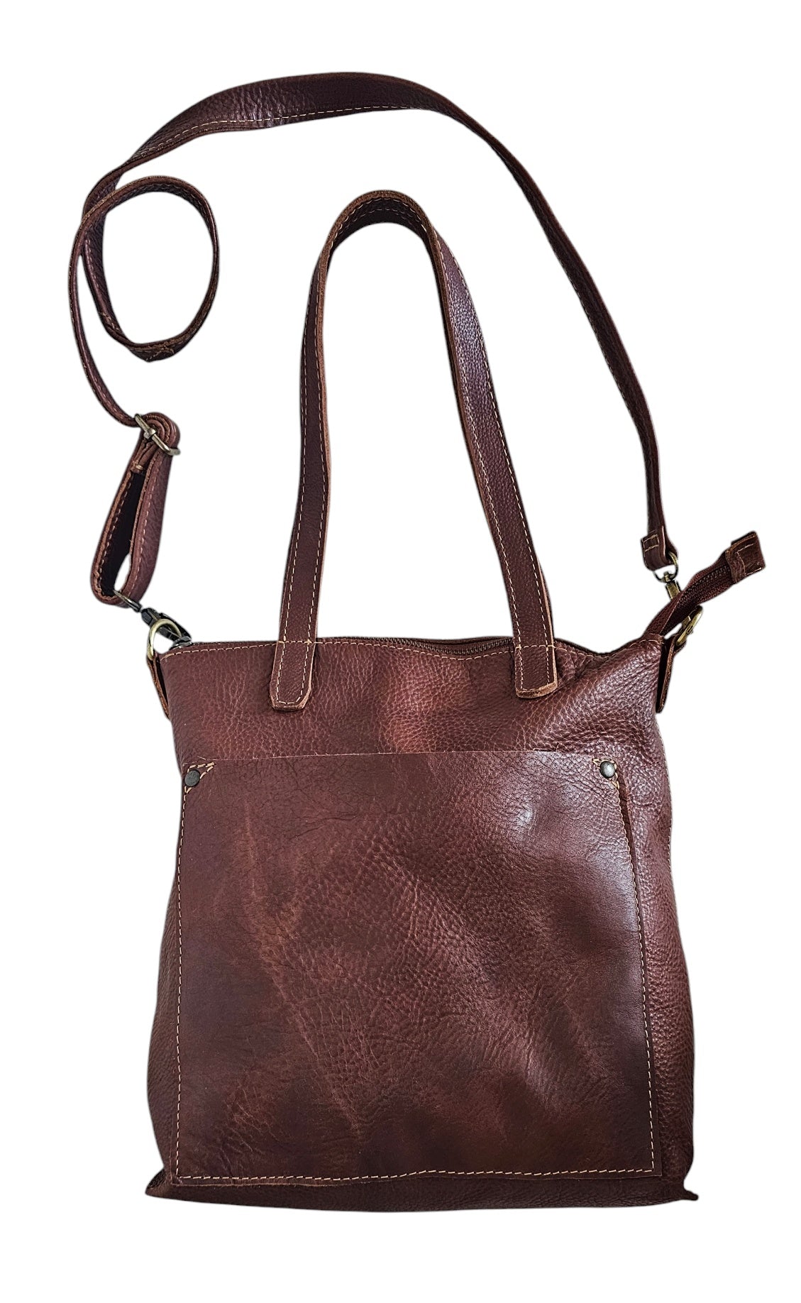 Amara Crossbody Tote Bag -Brown by MBH Leather, product view 4