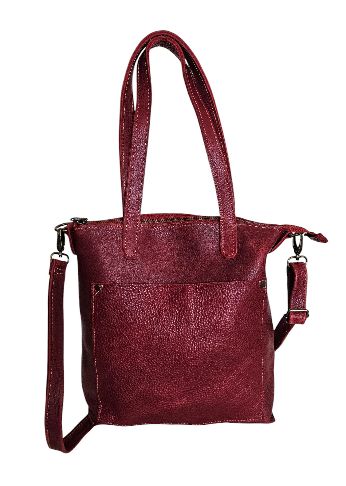 Amara Crossbody Tote Bag - Red by MBH Leather, product view 1