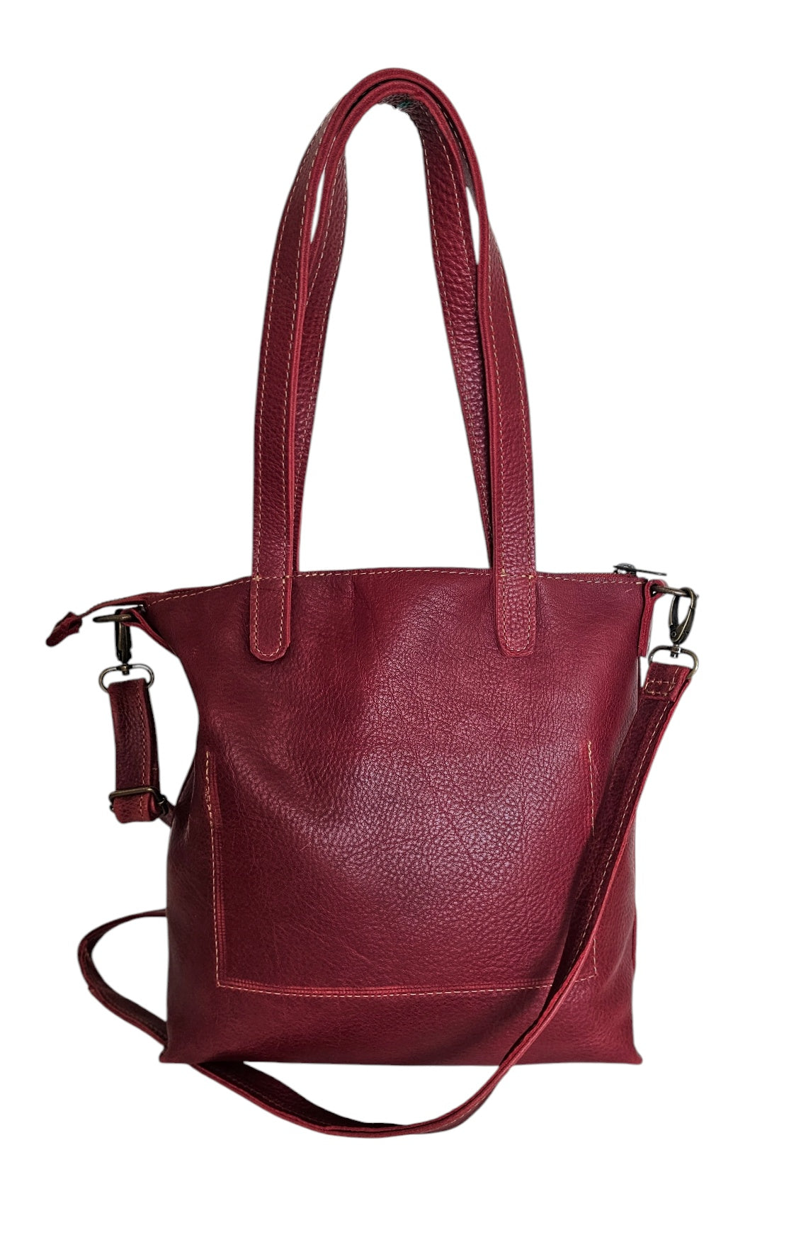 Amara Crossbody Tote Bag - Red by MBH Leather, product view 4
