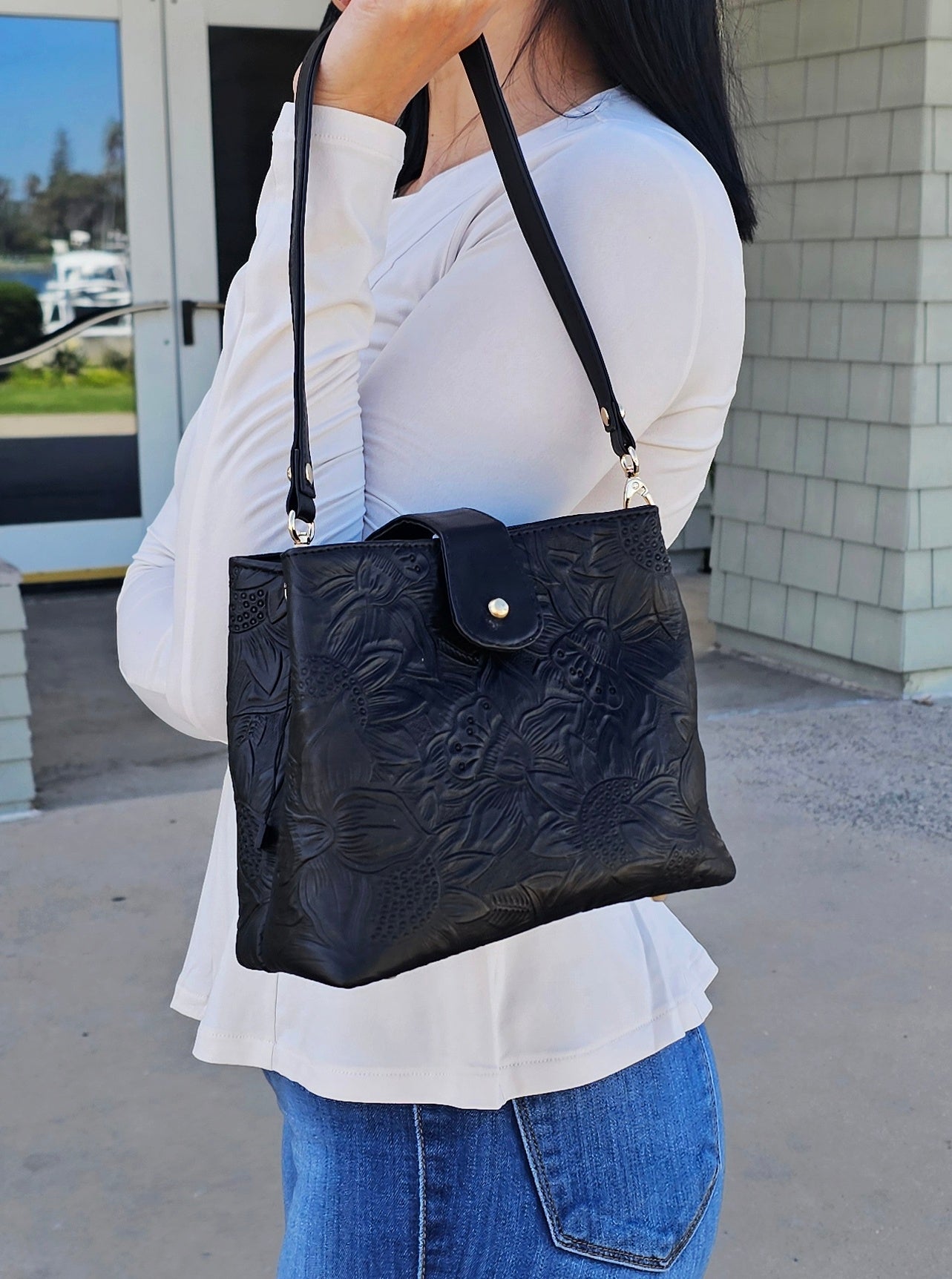 Eterna Mini Crossbody Bag - Artisan Black by MBH Leather, product view 1