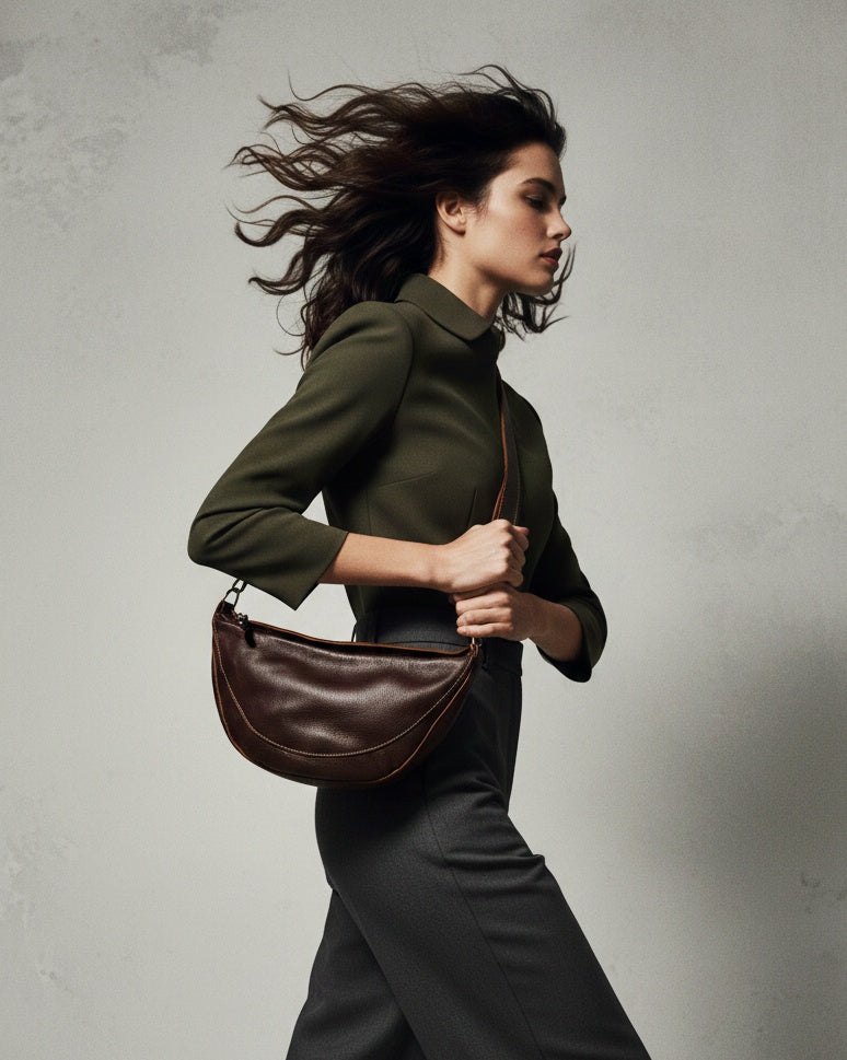 Luna Crossbody Bag – Chestnut by MBH Leather, product view 2