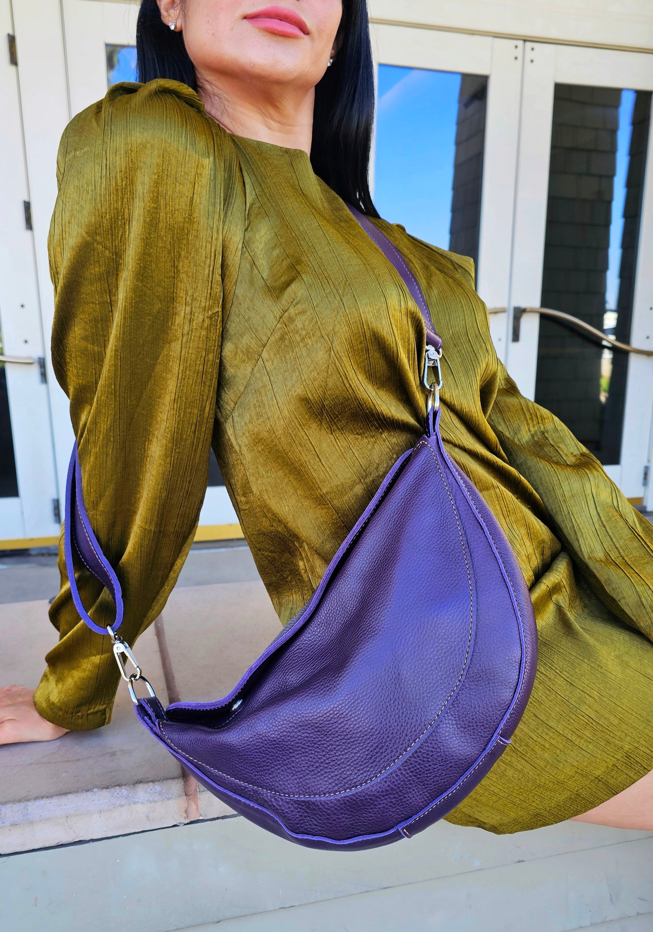 Luna Crossbody Bag – Violet by MBH Leather, product view 5