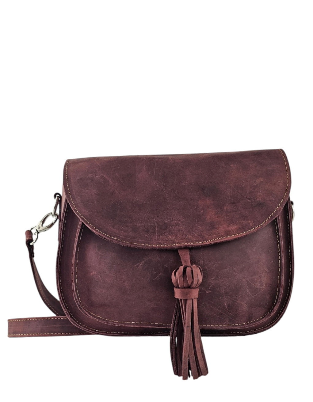 Lunetta Crossbody Bag -Merlot by MBH Leather, product view 2