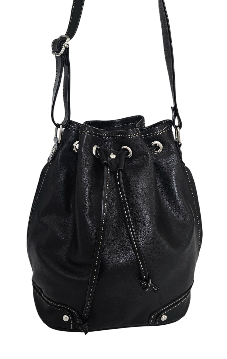 Mare Bucket Bag – Black by MBH Leather, product view 5