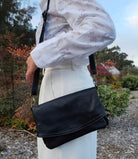 Monet Crossbody Bag & Fold-Over Clutch – Black by MBH Leather, product view 7