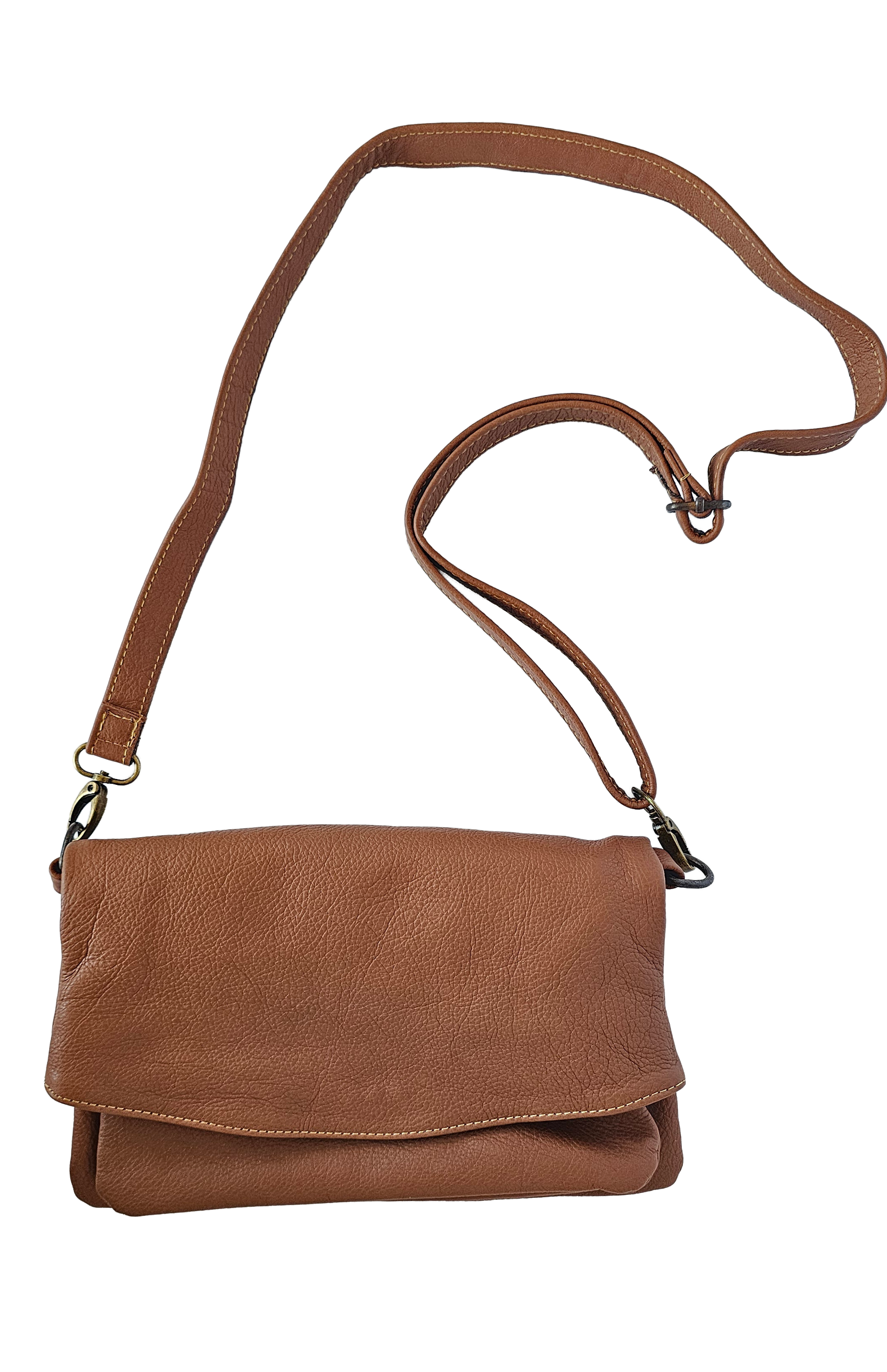 Monet Crossbody Bag & Fold-Over Clutch – Brown by MBH Leather, product view 1