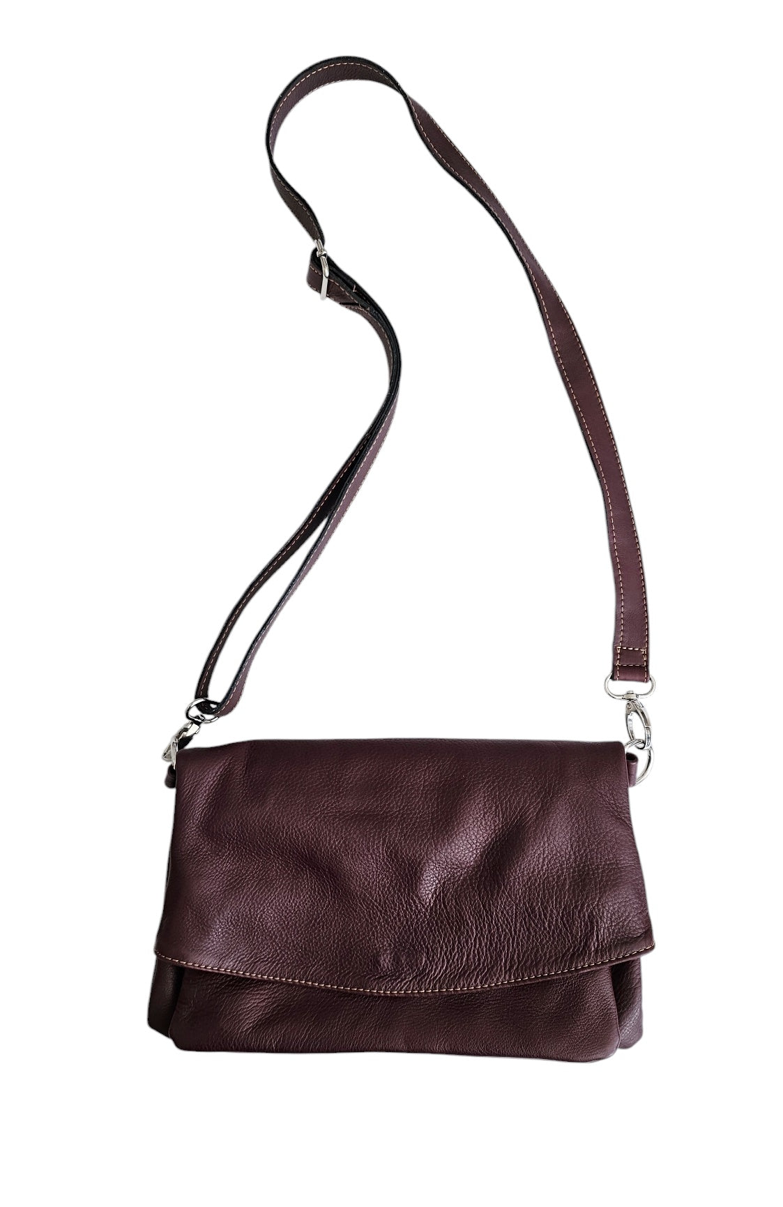 Monet Crossbody Bag & Fold-Over Clutch – Burgundy by MBH Leather, product view 1