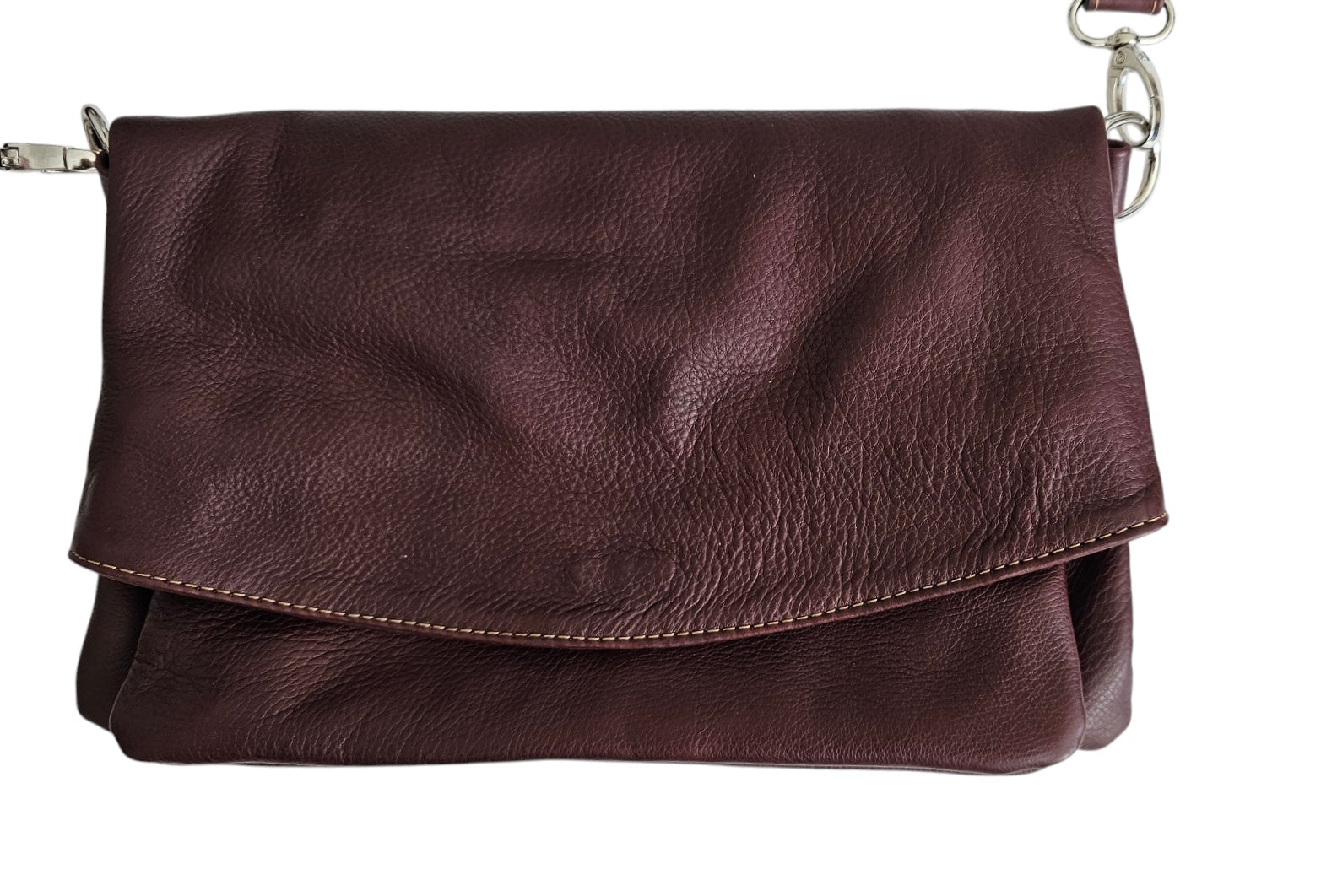 Monet Crossbody Bag & Fold-Over Clutch – Burgundy by MBH Leather, product view 3