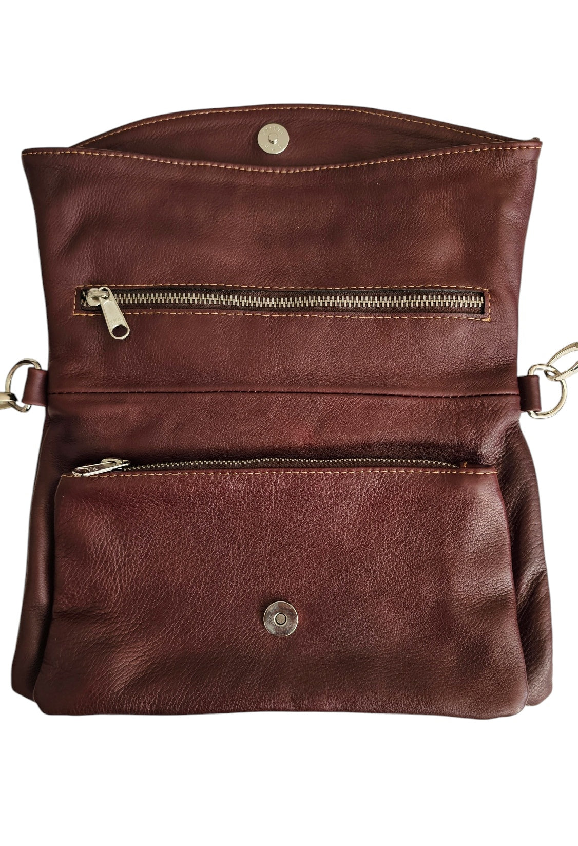 Monet Crossbody Bag & Fold-Over Clutch – Burgundy by MBH Leather, product view 4