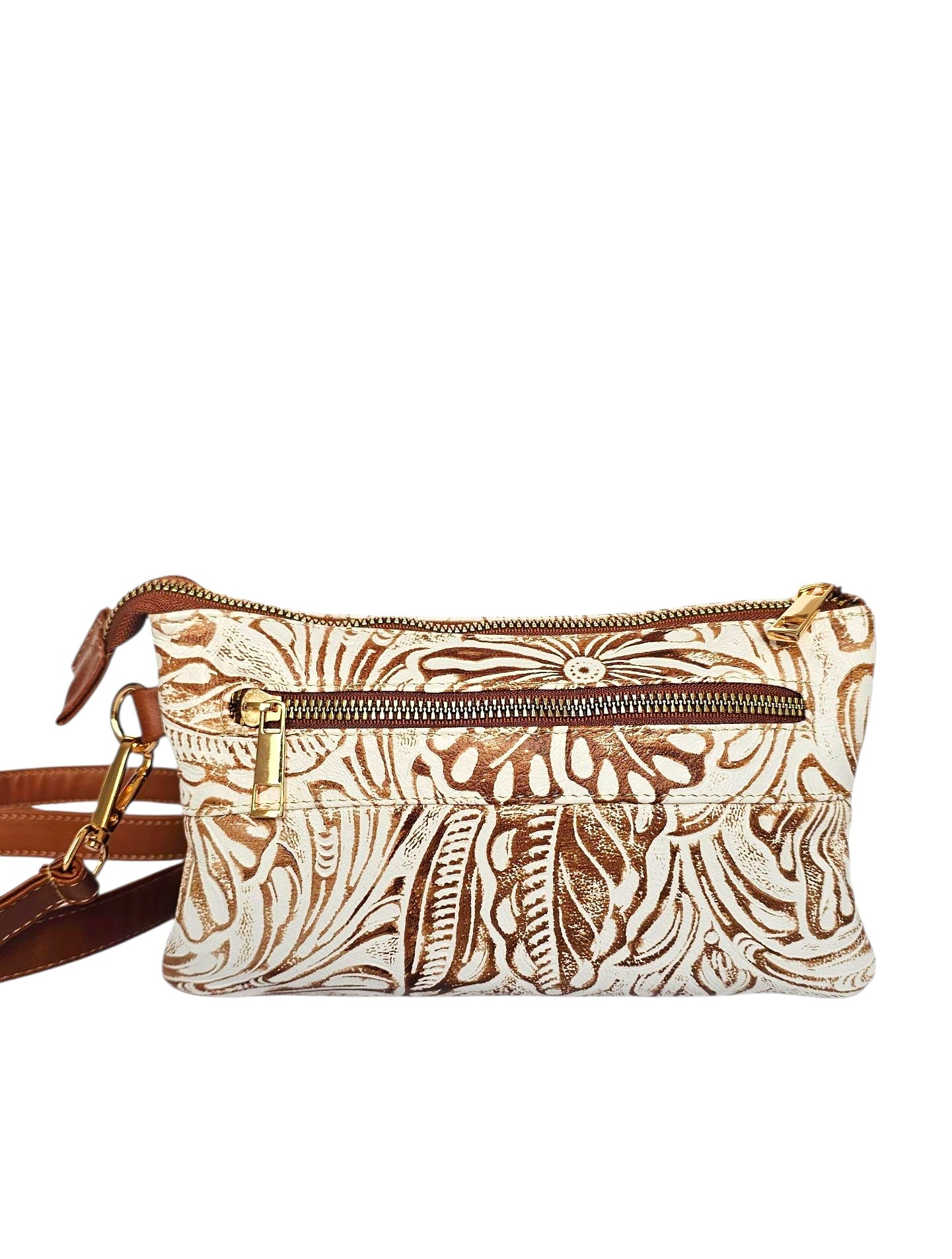 Nova Crossbody Bag - Artisan White Brown by MBH Leather, product view 1