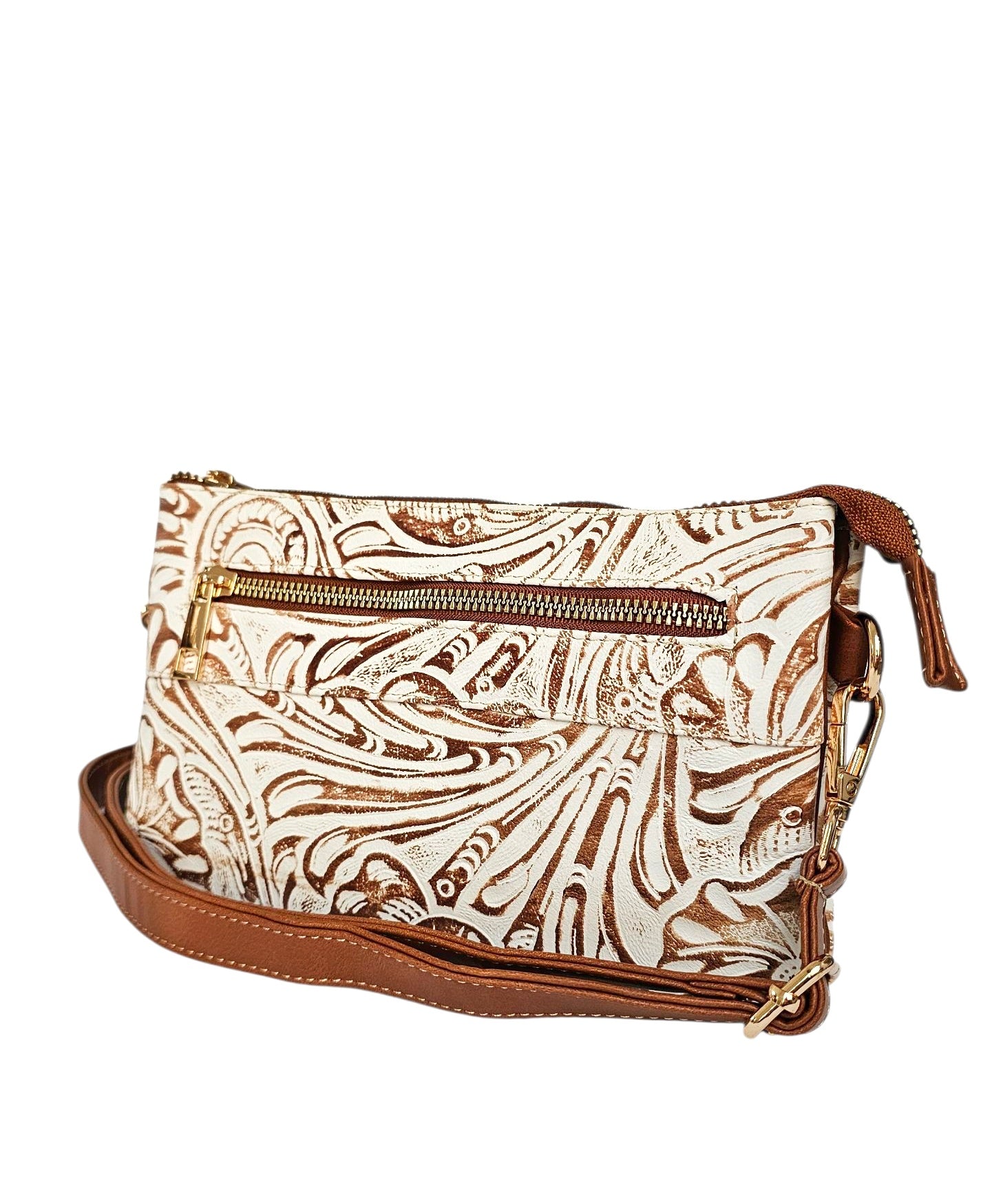 Nova Crossbody Bag - Artisan White Brown by MBH Leather, product view 5