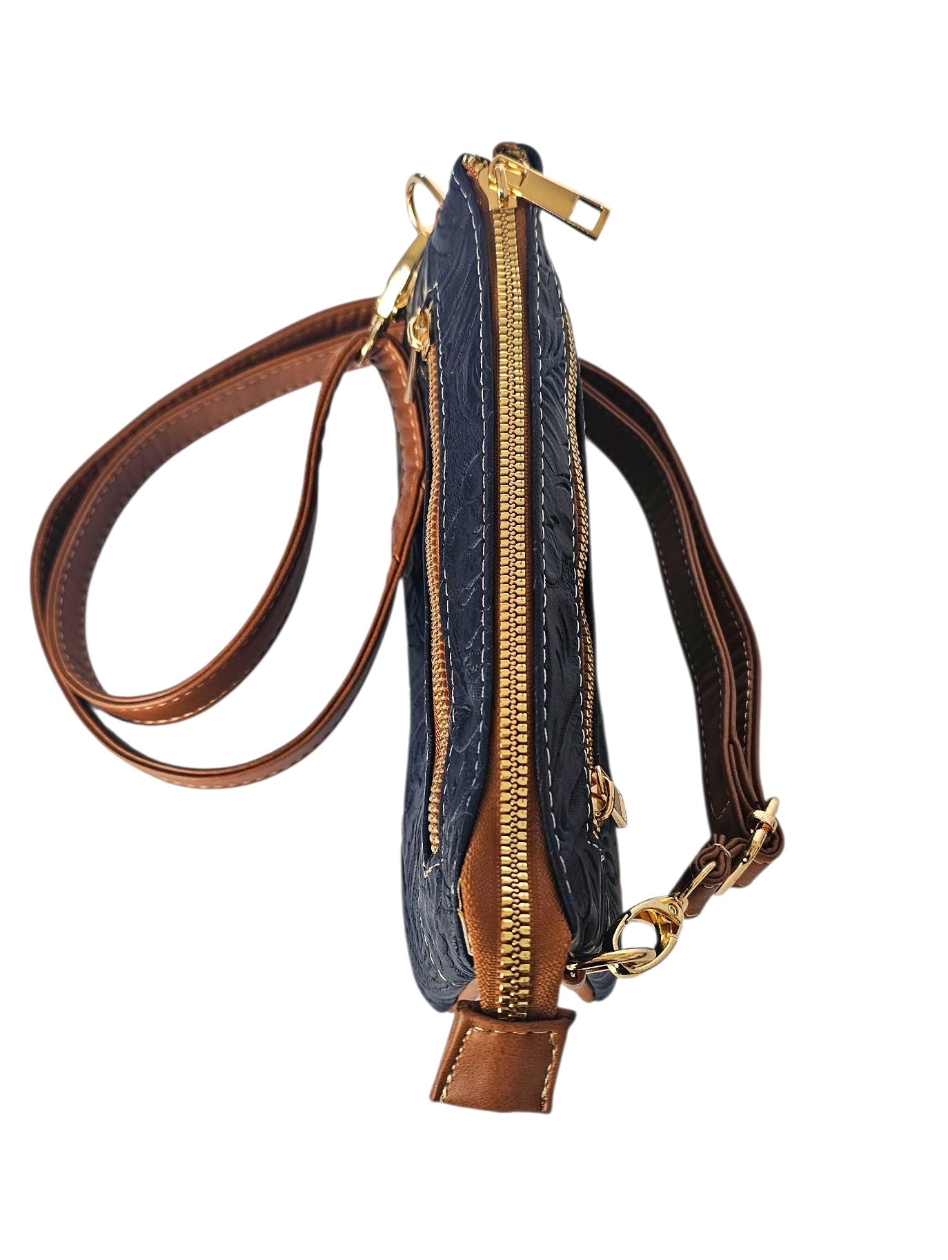 Nova Crossbody Bag - Navy Artisan by MBH Leather, product view 3