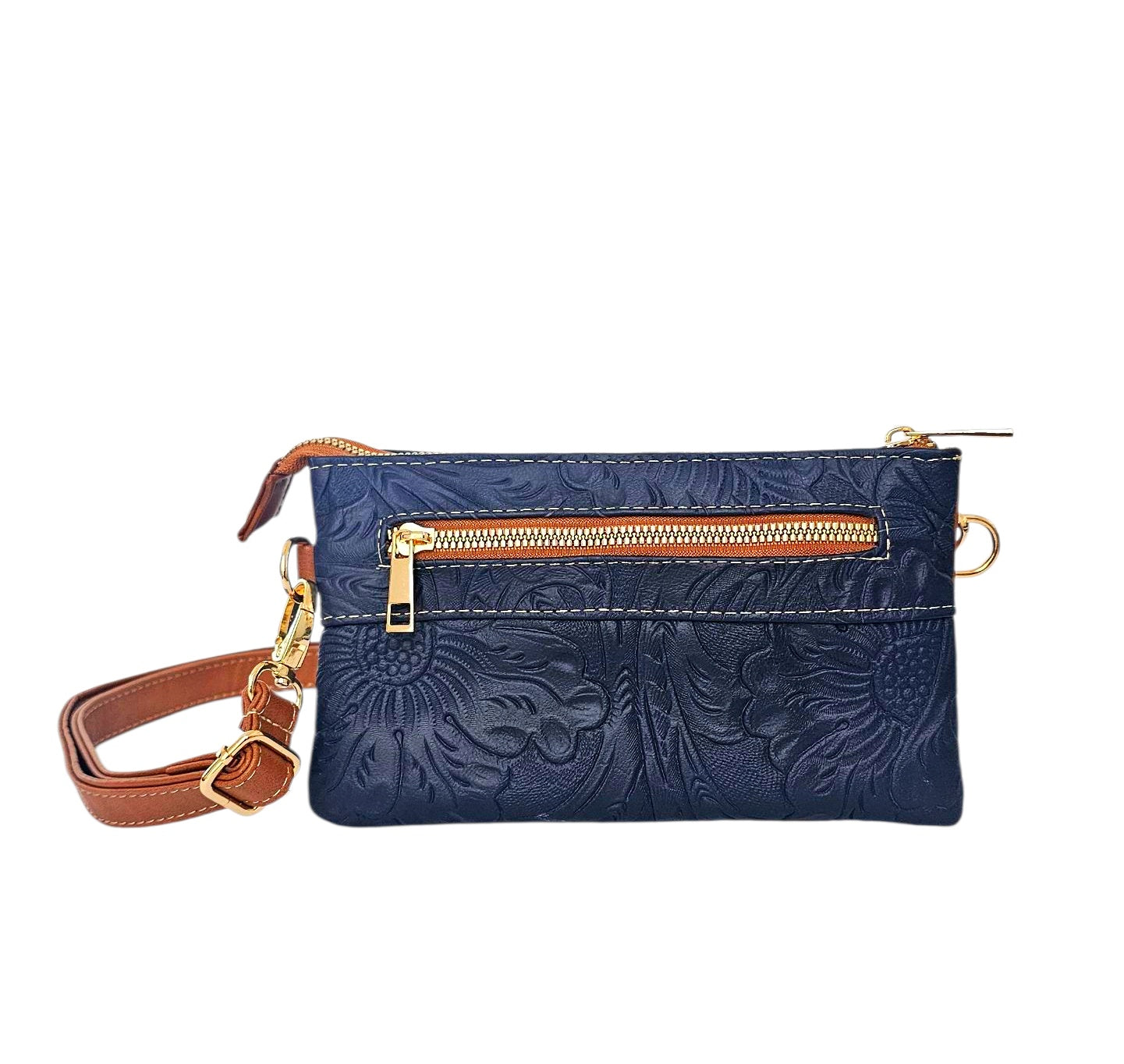 Nova Crossbody Bag - Navy Artisan by MBH Leather, product view 4