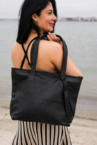 Soft Luxe Tote Bag - Black by MBH Leather, product view 1