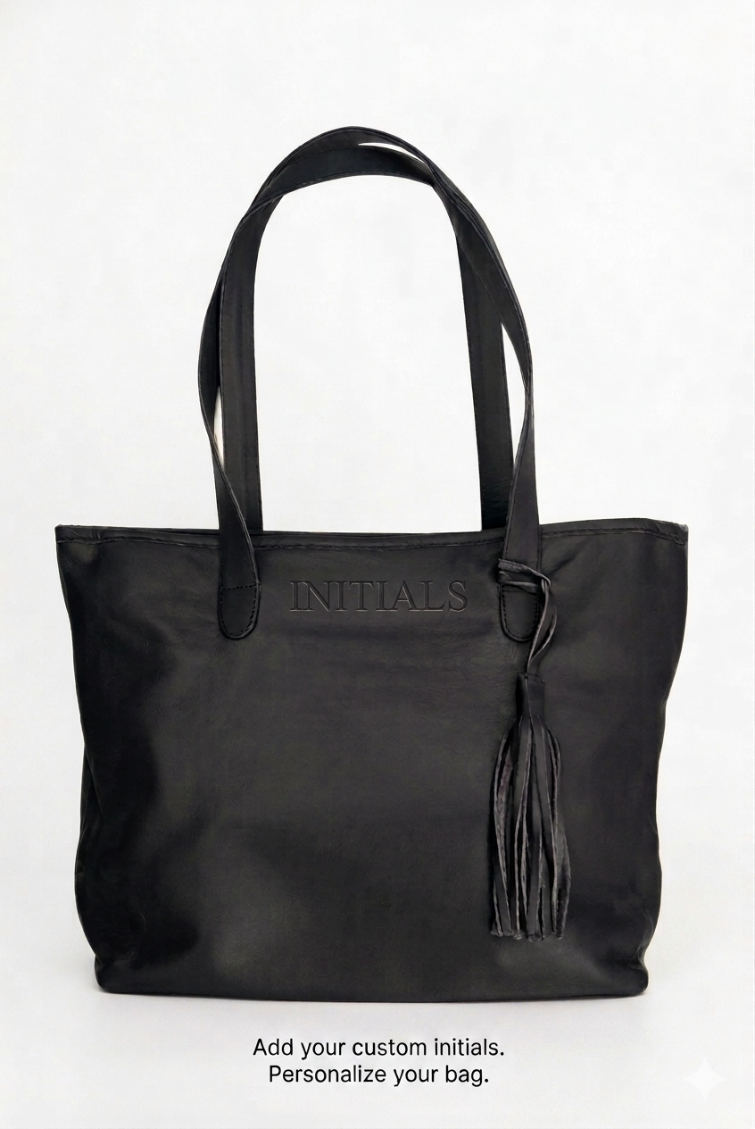 Soft Luxe Tote Bag - Black by MBH Leather, product view 6