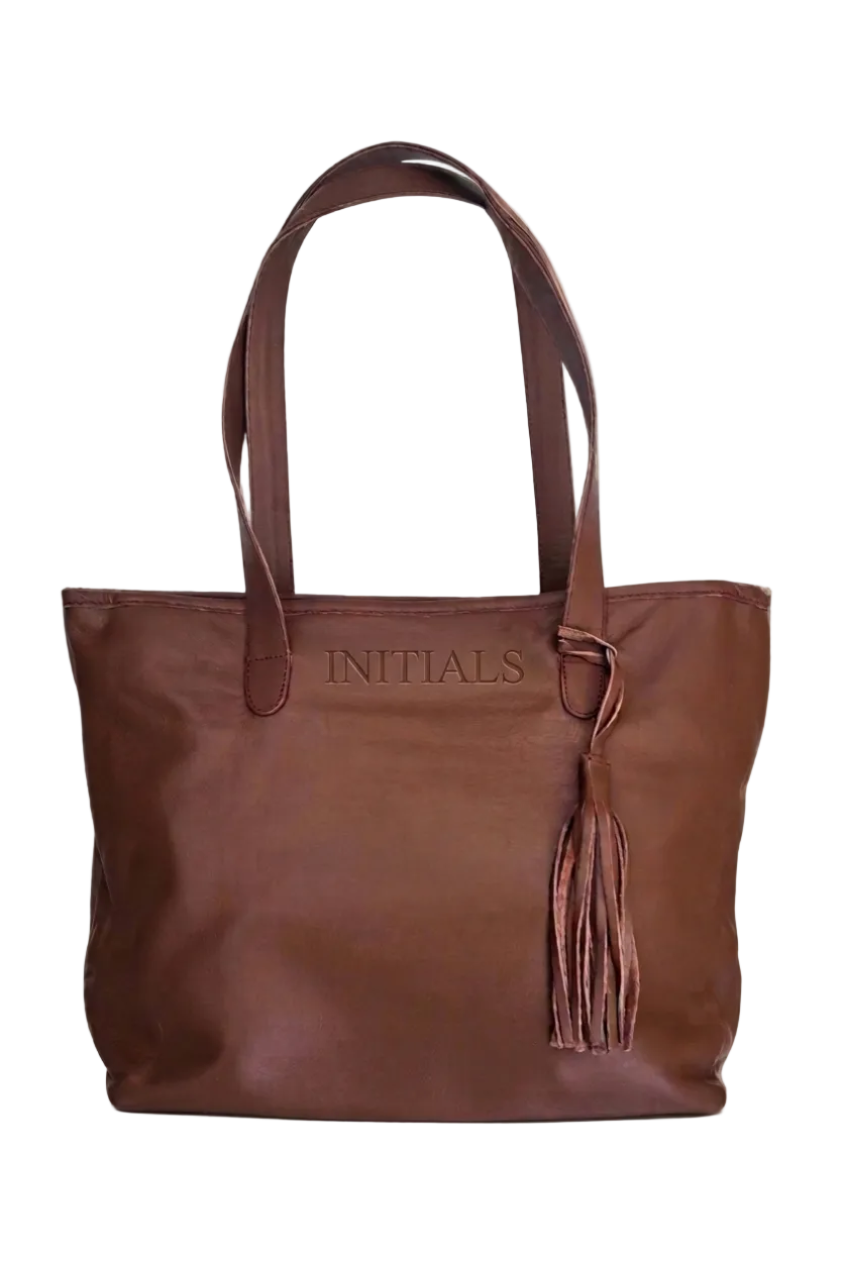 Soft Luxe Tote Bag - Brown by MBH Leather, product view 6