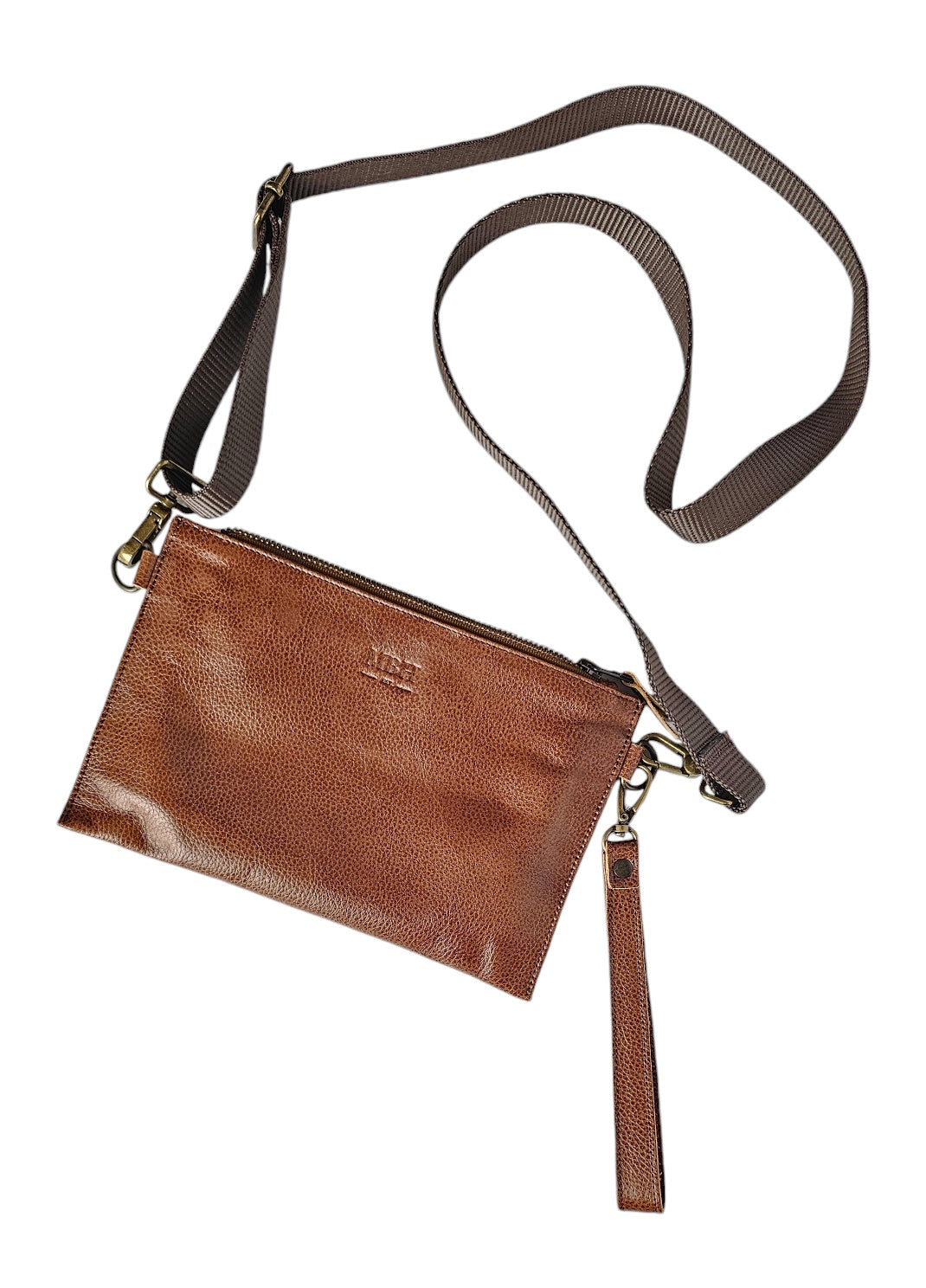 The Conscious Crossbody Clutch Bag - Brown by MBH Leather, product view 2