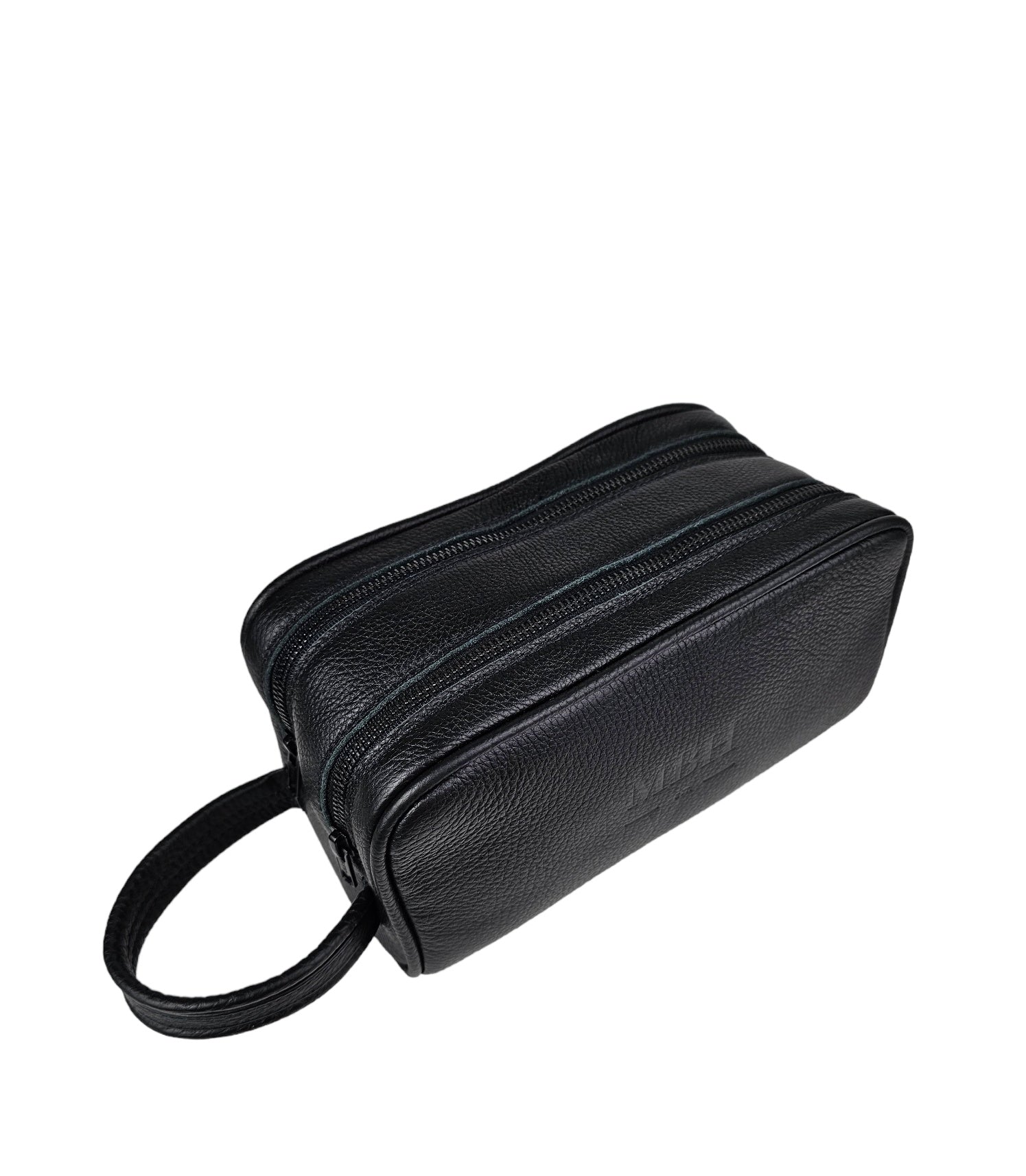 The Executive Double Zip Toiletry Bag - Black by MBH Leather, product view 2
