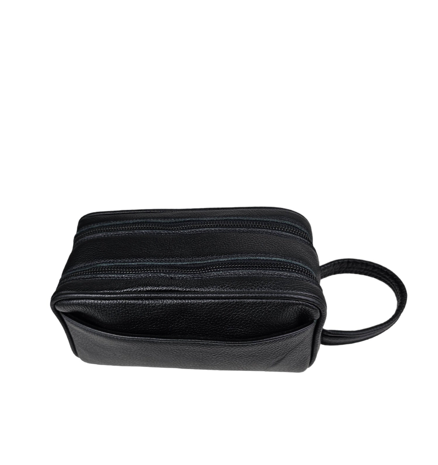 The Executive Double Zip Toiletry Bag - Black by MBH Leather, product view 3