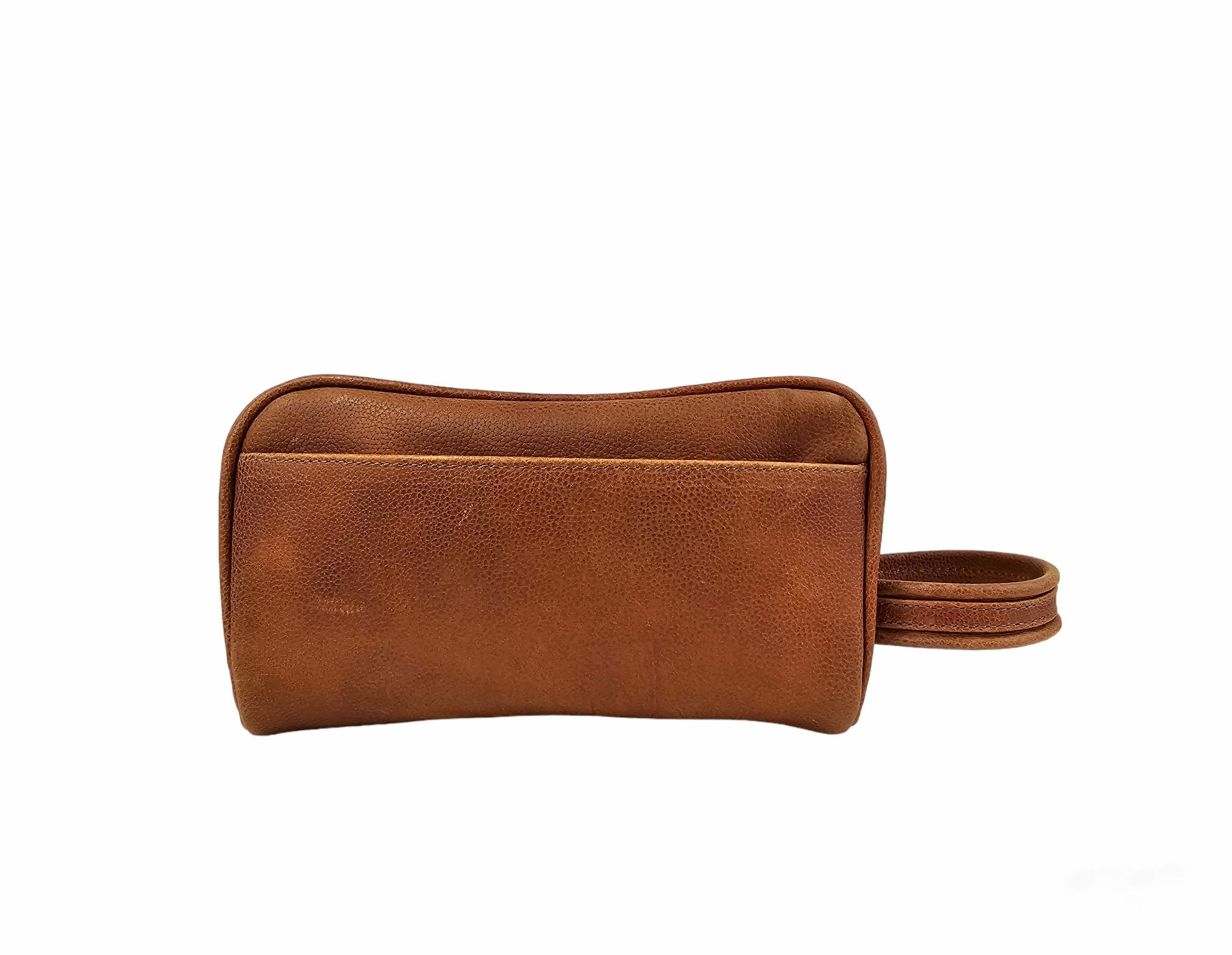 The Executive Double Zip Toiletry Bag - Brown by MBH Leather, product view 4