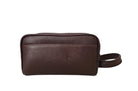 The Executive Double Zip Toiletry Bag - Dark Brown by MBH Leather, product view 1